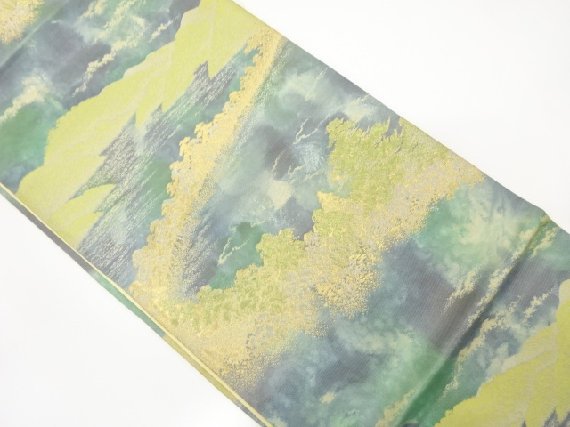 JAPANESE KIMONO / ANTIQUE FUKURO OBI / SILK / WOVEN MOUNTAINS